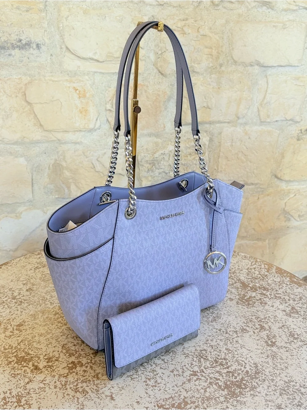 Michael Kors Lavender MK Logo Tote with Matching Wallet